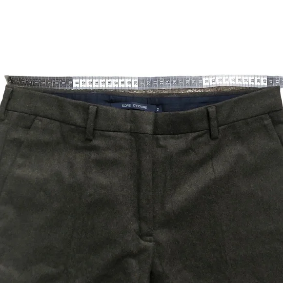 Sofie D’Hoore Wool Dressy Cuffed Olive Green Trouser Pants Women's Size FR 38 - Picture 12 of 15